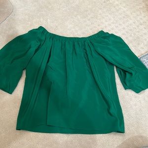 Amanda Uprichard green off the shoulder blouse